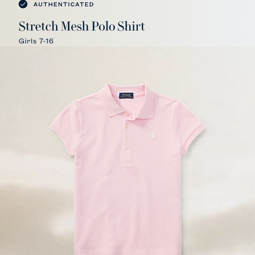 Polo by Ralph Lauren Pink Stretch Mesh Polo Shirt for Girls